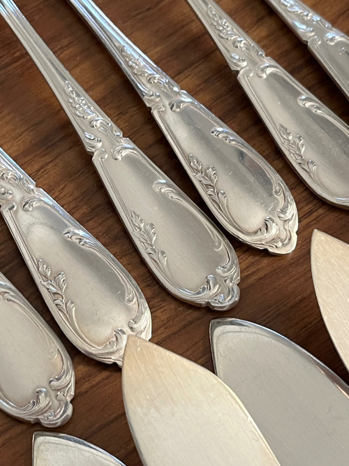 12 SFAM Bien aimé Rocaille fish cutlery sets