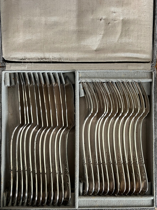 12 SFAM Bien aimé Rocaille fish cutlery sets