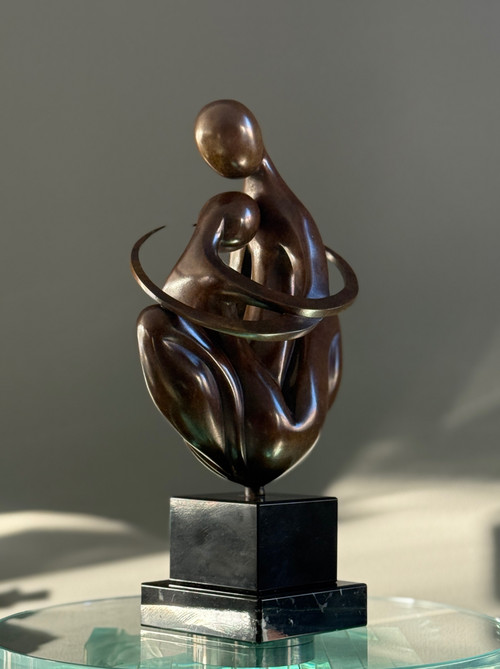 Ludmila Tchérina, Sculpture En Bronze " Europe A Coeur" Signée (1924 - 2004)