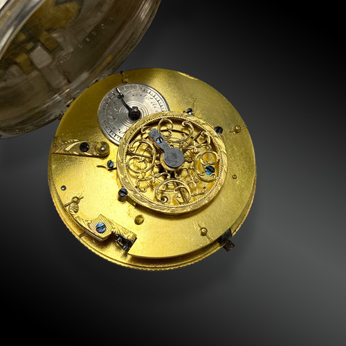 Taschenuhr, Hahn, in Silber. Frankreich 19. Jahrhundert