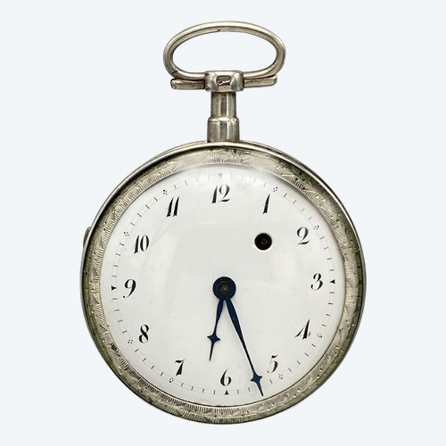 Taschenuhr, Hahn, in Silber. Frankreich 19. Jahrhundert