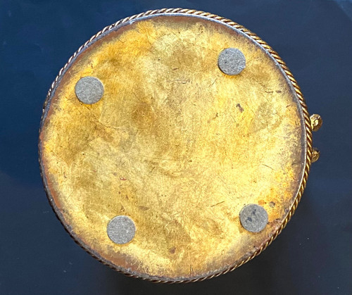 Li Puma. Gilded metal basket. Trimmings decoration. Italy, mid-20th century.