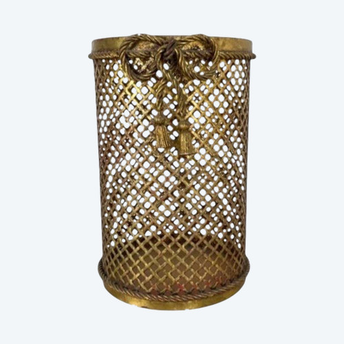 Li Puma. Gilded metal basket. Trimmings decoration. Italy, mid-20th century.