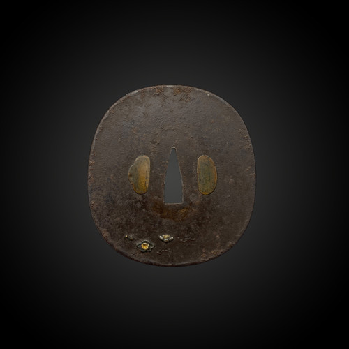 TSUBA in ferro, tate maru gata con motivo cicogna GIAPPONE – Periodo Edo (1606 – 1868)