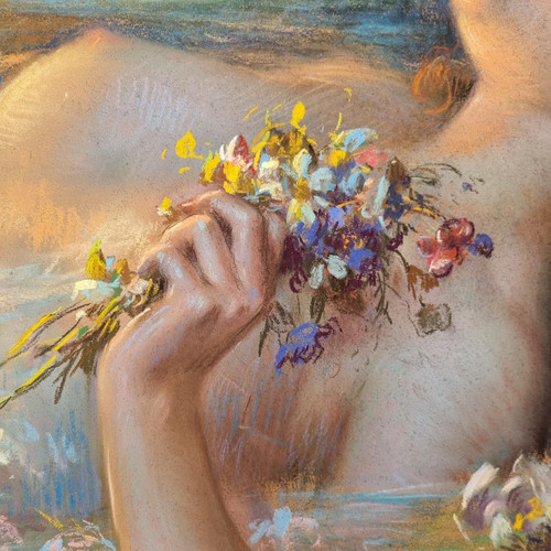 Enjolras Delphin, magnificent large signed pastel.