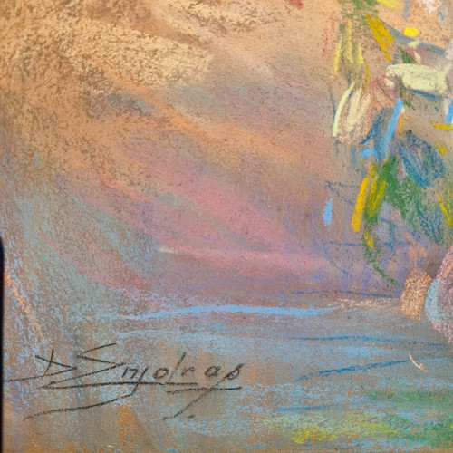 Enjolras Delphin, magnificent large signed pastel.