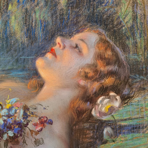 Enjolras Delphin, magnificent large signed pastel.