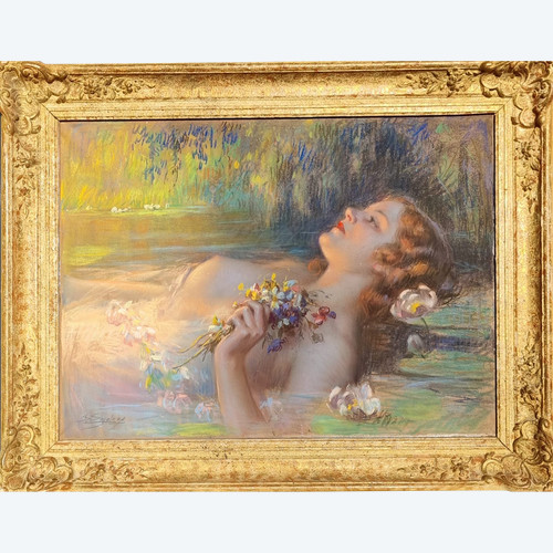 Enjolras Delphin, magnificent large signed pastel.