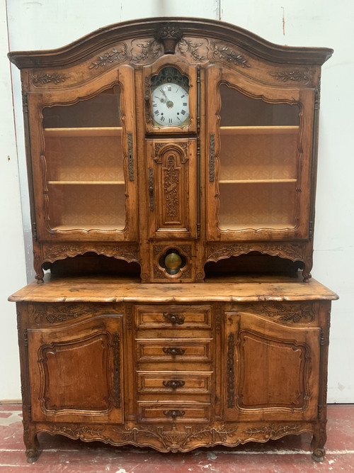 Buffet provençal en noyer massif Buffet deux corps a pendule XIX siècle