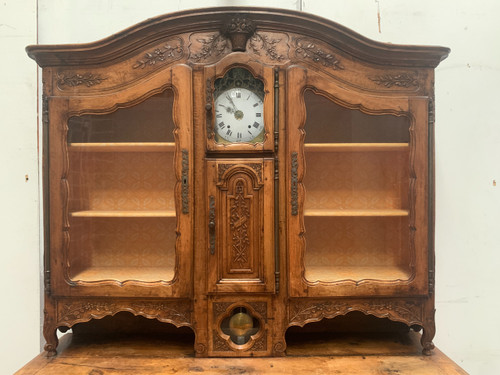 Buffet provençal en noyer massif Buffet deux corps a pendule XIX siècle