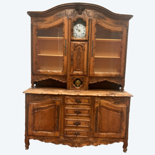 Buffet provençal en noyer massif Buffet deux corps a pendule XIX siècle
