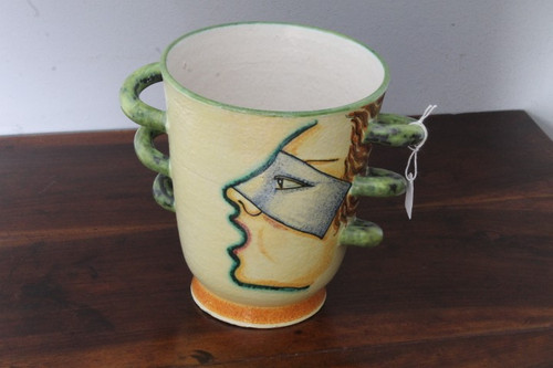 Ivos Pacetti, marque Dima Albisola. Vase futuriste des années 1930. Double face taille H 17 