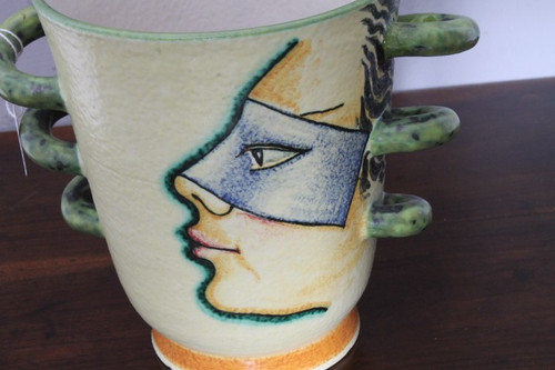 Ivos Pacetti, marque Dima Albisola. Vase futuriste des années 1930. Double face taille H 17 