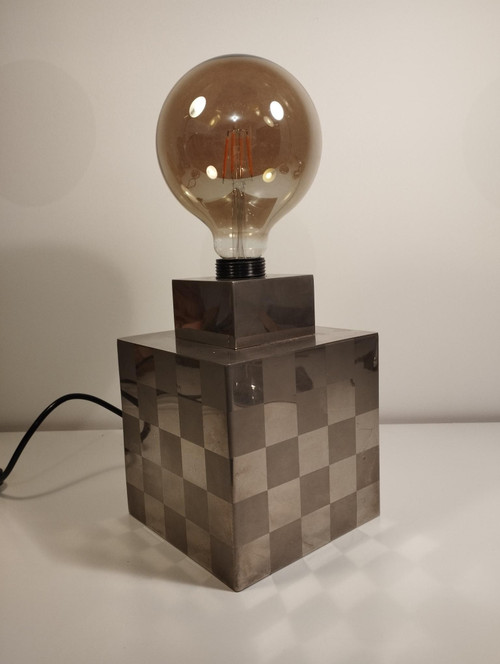 Cube lamp - checkerboard - attributed to Françoise Sée - Space Age Design - Period 60 / 70 - sixties / seventies