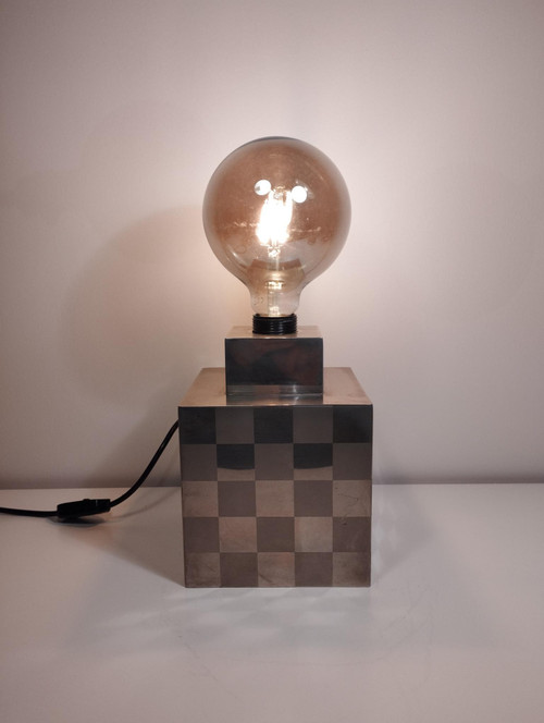 Cube lamp - checkerboard - attributed to Françoise Sée - Space Age Design - Period 60 / 70 - sixties / seventies