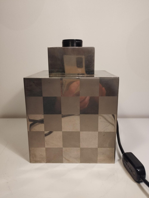 Cube lamp - checkerboard - attributed to Françoise Sée - Space Age Design - Period 60 / 70 - sixties / seventies
