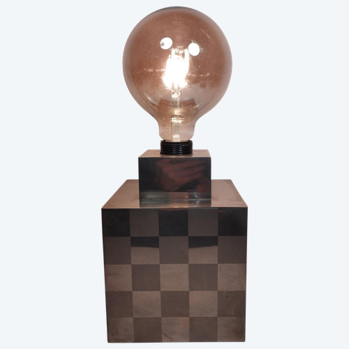 Cube lamp - checkerboard - attributed to Françoise Sée - Space Age Design - Period 60 / 70 - sixties / seventies