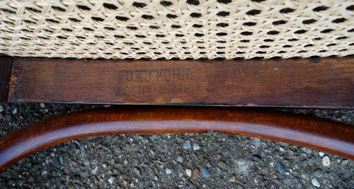 Bentwood armchair, curved wood, bistro KOHN N°196, 1905, new canework; No Thonet