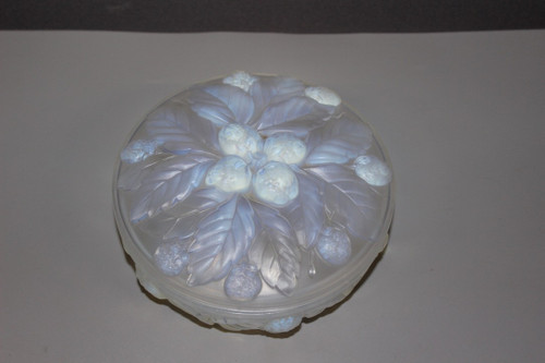 Scatola di caramelle alla fragola Etling in vetro opalescente, 1930 circa