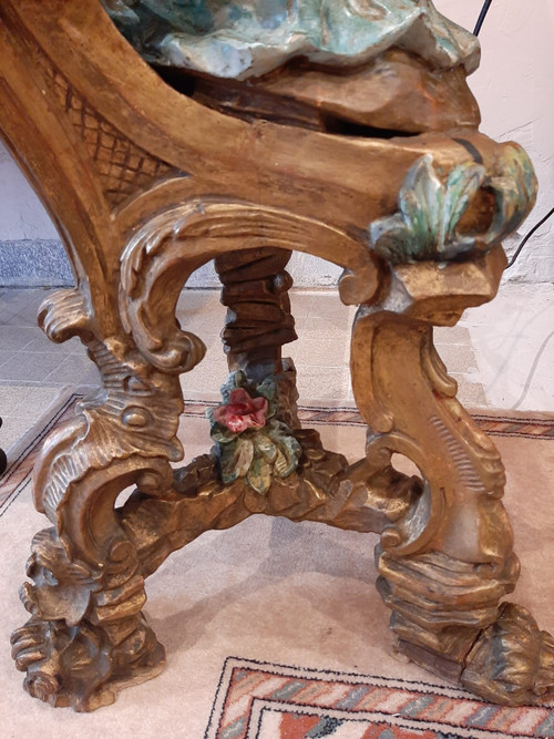 Serviteur nubien, sculpture en bois peint et doré, Venise début XIXème siècle