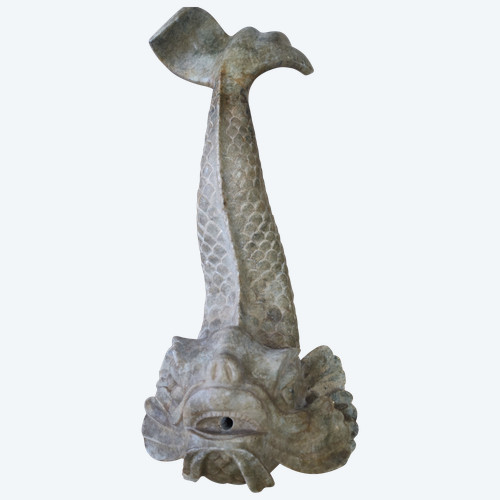Grüner Marmordelfin. Brunnenelement XVIII/XIX