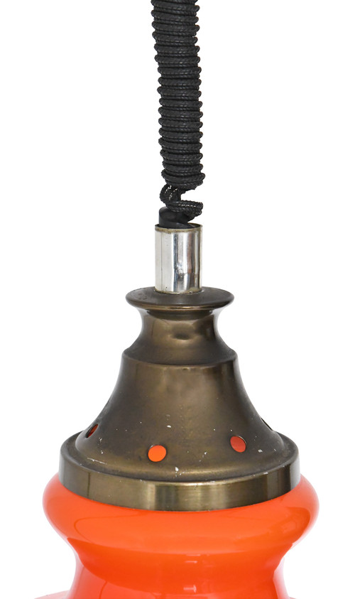 Suspension en opaline orange des années 1960