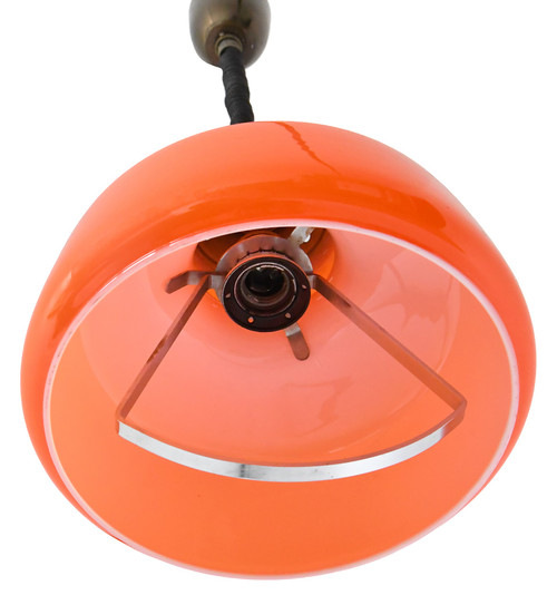 Suspension en opaline orange des années 1960