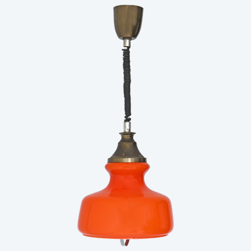 Suspension en opaline orange des années 1960
