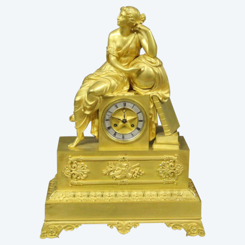Restoration Clock In Gilt Bronze, Allegory of Astronomy Early 19th century