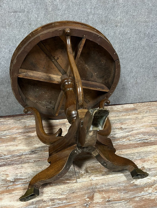 Table Lombarde époque Empire en acajou et filet de laiton vers 1820