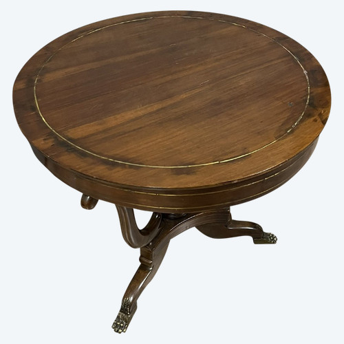 Table Lombarde époque Empire en acajou et filet de laiton vers 1820