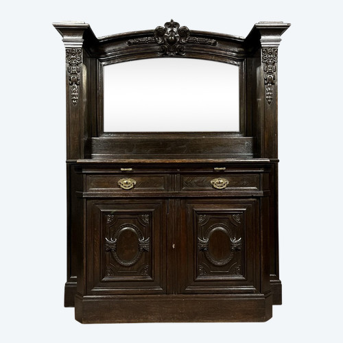 buffet a ressaut de sacristie en bois noirci époque Napoléon III vers 1850