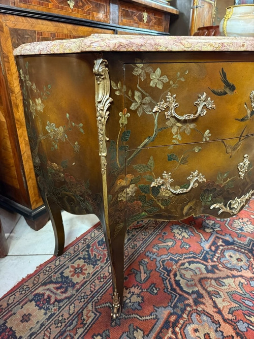 LOUIS XV CHINA LACQUER CHEST OF DRAWERS