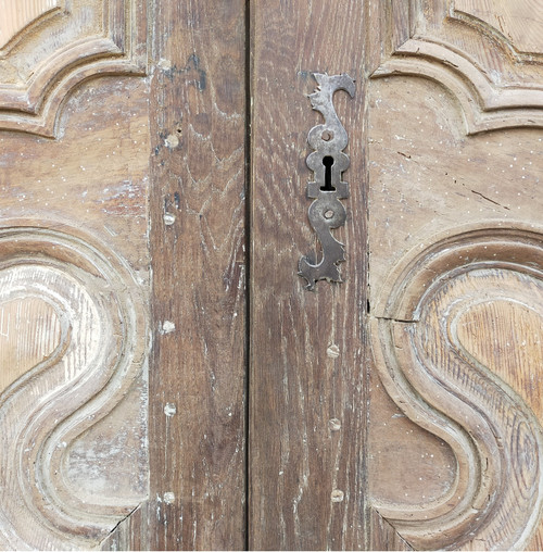 Grandes Portes Anciennes De Placard Cintrées époque XVIIIè Complètes Avec Leur Cadre Boiseries