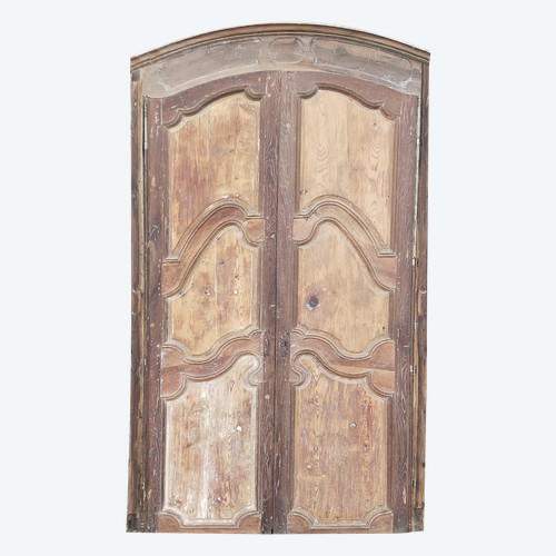 Grandes Portes Anciennes De Placard Cintrées époque XVIIIè Complètes Avec Leur Cadre Boiseries