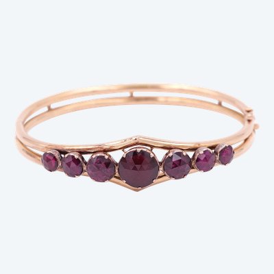 Bracciale di perline con granati di Perpignan in oro 18 ct, bracciale di perline in oro, gioielli regionali
