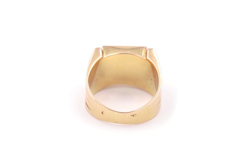 Anello con sigillo in oro 18 ct., anello da uomo, anello con sigillo retrò, placca in onice, Tank