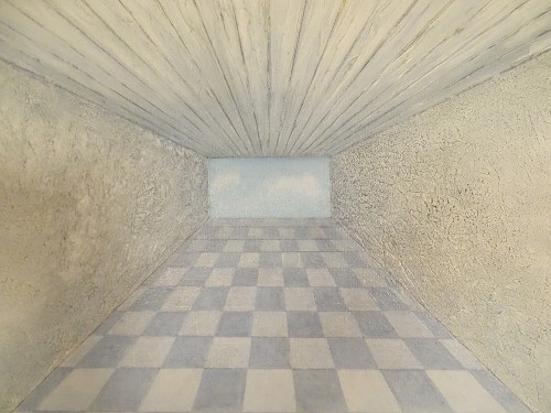 Large HST Surrealist painting Fred Zeller Perception Psychique Espace 1971