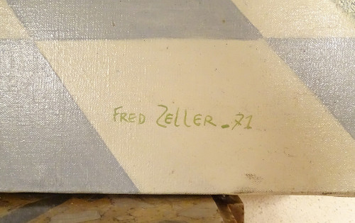 Large HST Surrealist painting Fred Zeller Perception Psychique Espace 1971