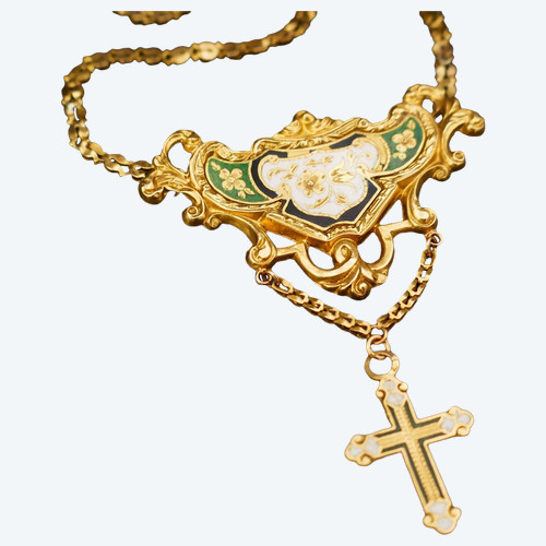 Collier Ancien Or Et émail.