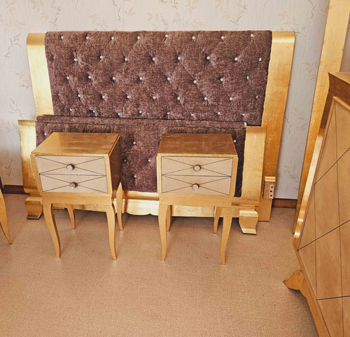 1940's Parchment And Gold Leaf Bedroom