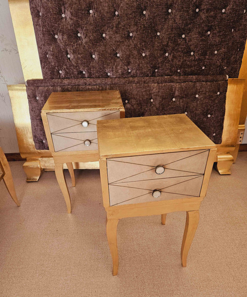 1940's Parchment And Gold Leaf Bedroom