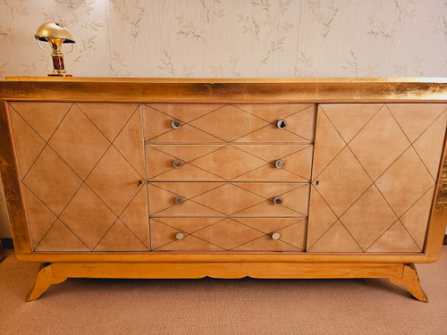 1940's Parchment And Gold Leaf Bedroom