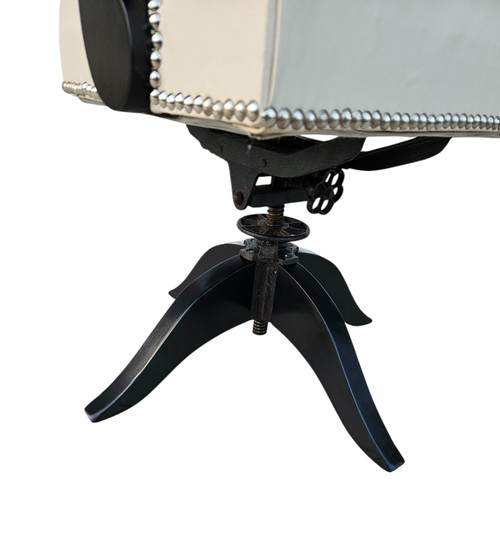 Fauteuil De Bureau Tournant Art Déco En Cuir Ivoire