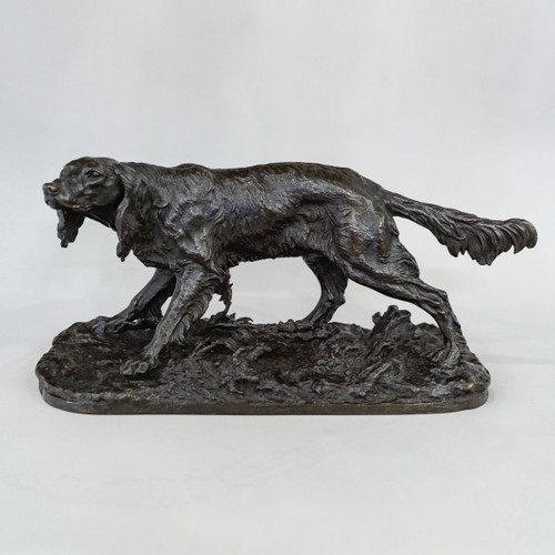 Sculpture - Chien De Chasse Setter , Pierre- Jules Mêne (1810-1879) - Bronze