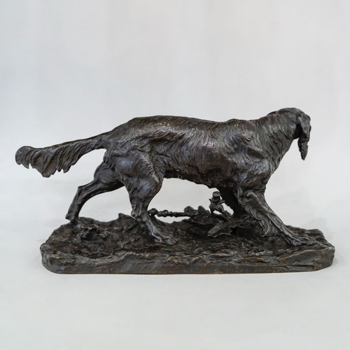 Sculpture - Chien De Chasse Setter , Pierre- Jules Mêne (1810-1879) - Bronze