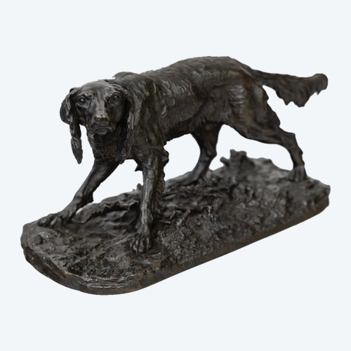 Sculpture - Chien De Chasse Setter , Pierre- Jules Mêne (1810-1879) - Bronze