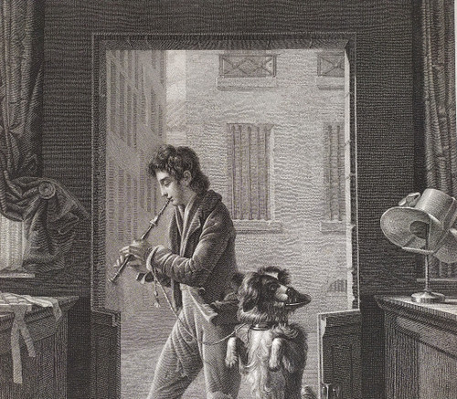 Etching  19th Century Engraving After Wafflard The Blindman dog Old Print