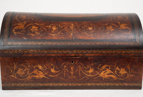 Boîte à Bijoux Ancienne En Bois Exotiques Précieux. Sorrento (italy) XIXe Siècle.