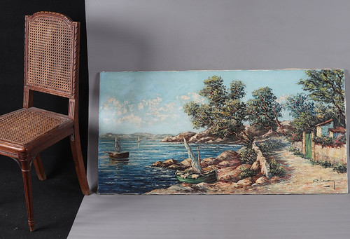 La Côte d'Azur, 130 cm, signed: Pierre Lemoine, circa 1950/60, l'Esterel, Sud France, marine